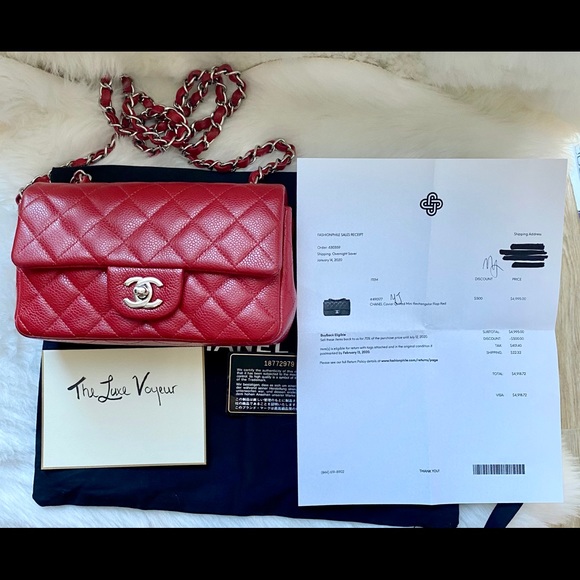 🖤SOLD🖤 Chanel Caviar Red Mini Rectangular Flap - Picture 2 of 7